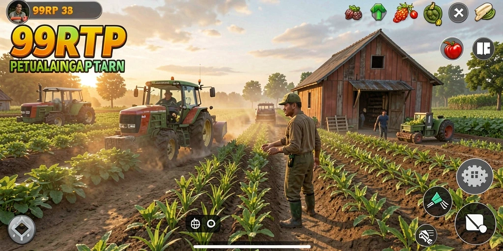 Tampilan menarik kebun dalam game 99RTP yang penuh warna.