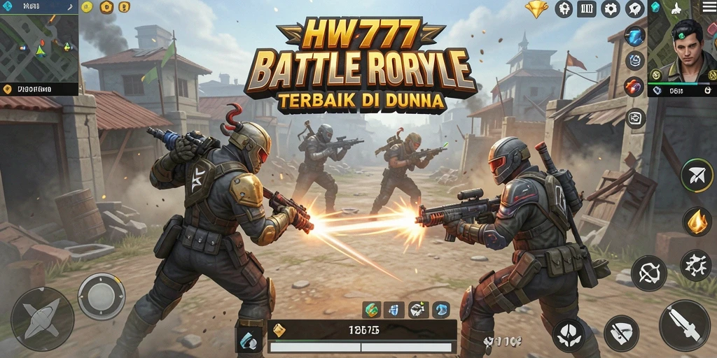 Tampilan gameplay menegangkan di arena Battle Royale HW777.