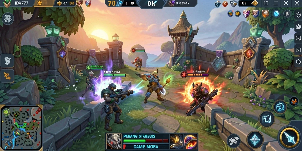 Gameplay seru dan strategis dalam IDX777 MOBA.