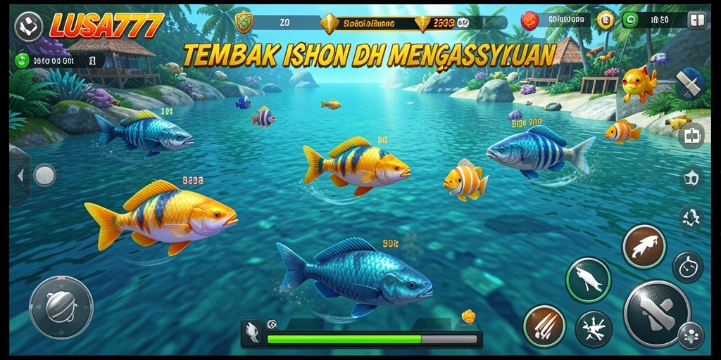 Tampilan menarik gameplay Tembak Ikan dengan berbagai ikan.
