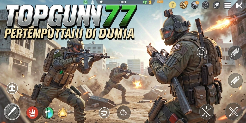 Gameplay seru dalam pertandingan Battle Royale di TOPGUN77.
